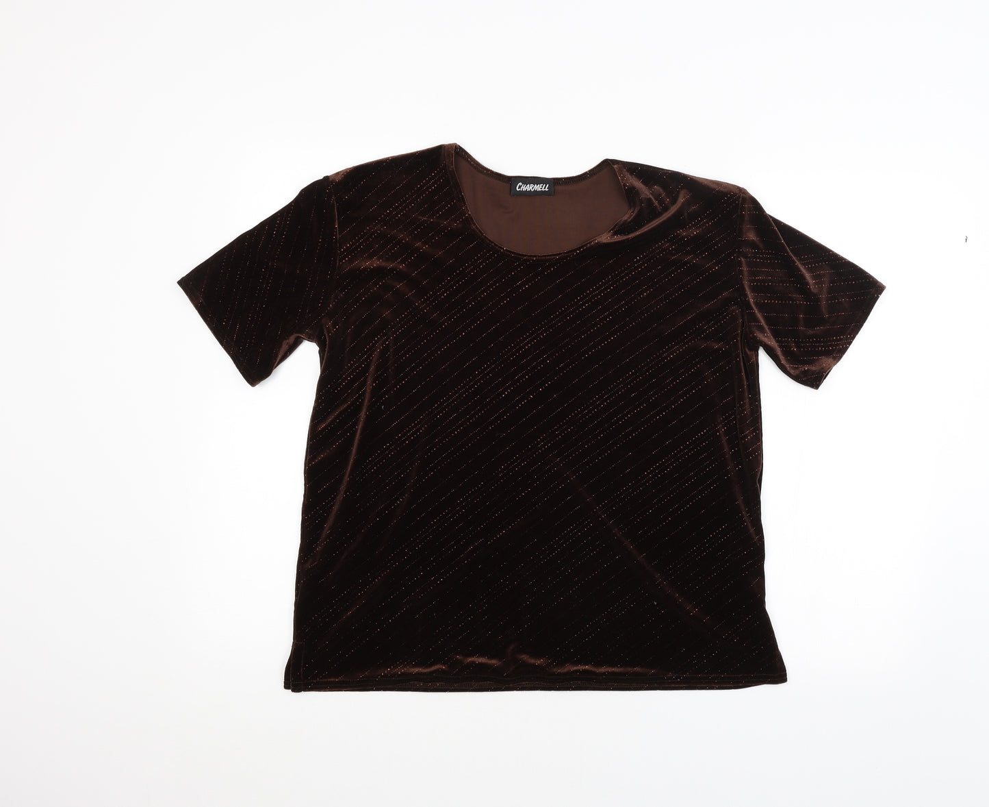 Charmell Womens Brown   Basic T-Shirt Size L