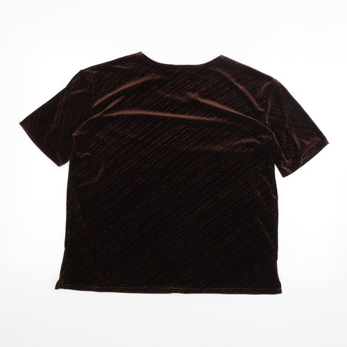 Charmell Womens Brown   Basic T-Shirt Size L