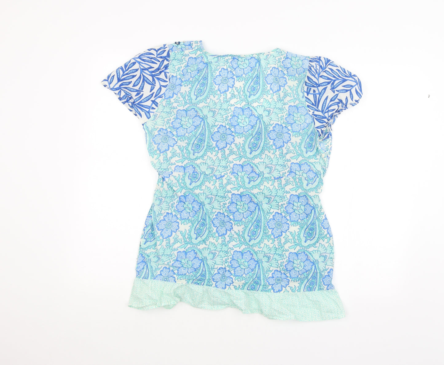 Oasis Womens Blue Floral  Basic Blouse Size 14