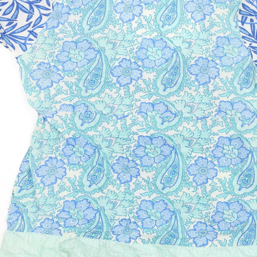 Oasis Womens Blue Floral  Basic Blouse Size 14