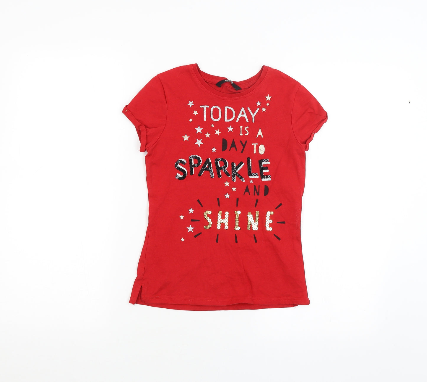 George Girls Red   Basic T-Shirt Size 9-10 Years