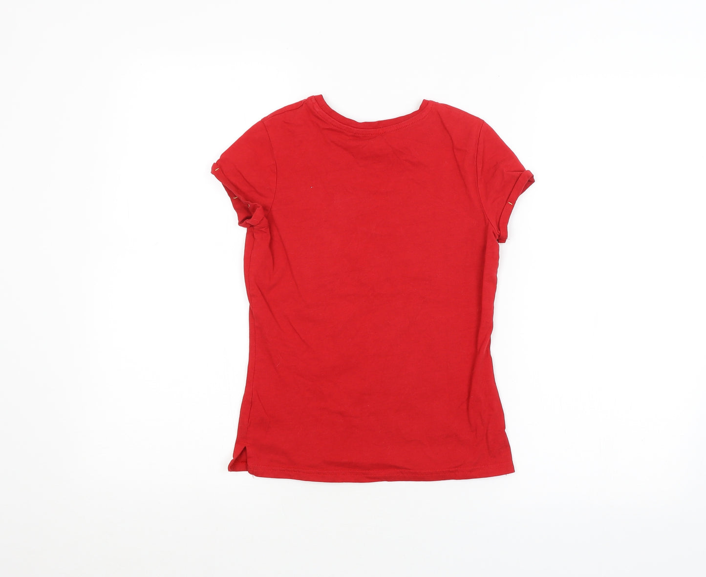 George Girls Red   Basic T-Shirt Size 9-10 Years