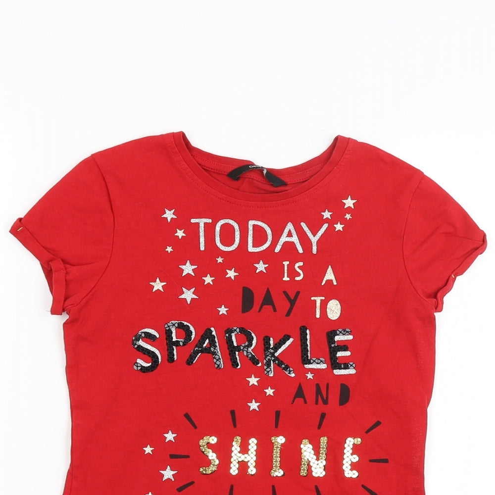 George Girls Red   Basic T-Shirt Size 9-10 Years