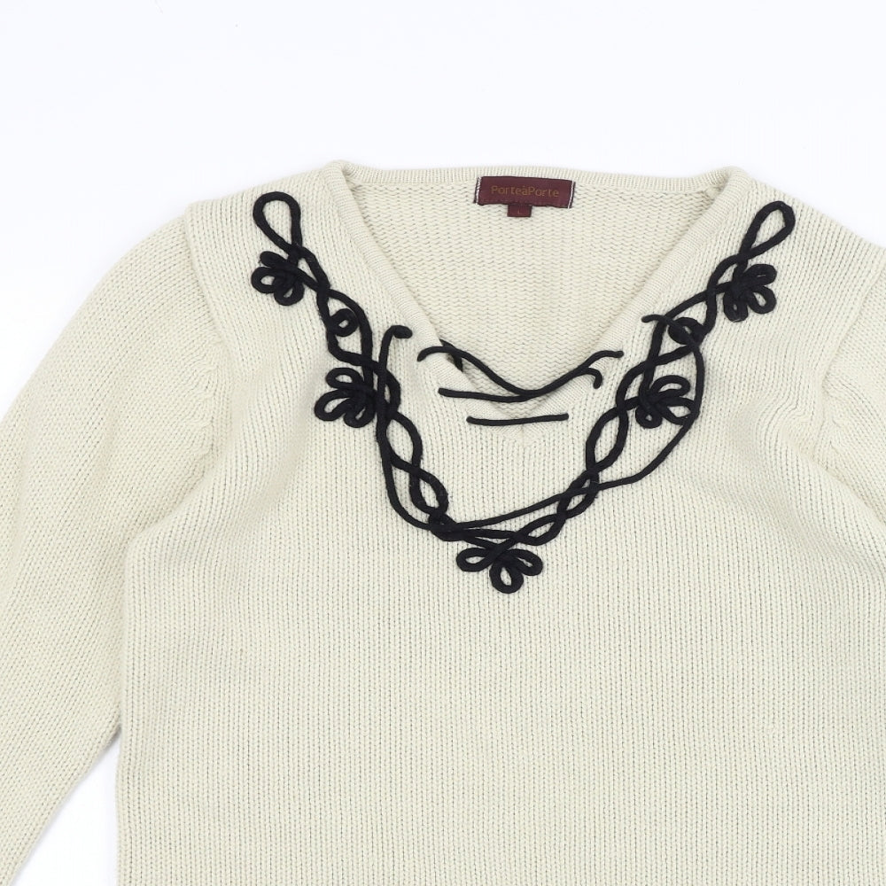 porteaporte Womens White   Pullover Jumper Size L