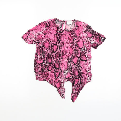 F&F Girls Pink Animal Print  Basic T-Shirt Size 7-8 Years