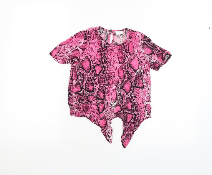 F&F Girls Pink Animal Print  Basic T-Shirt Size 7-8 Years