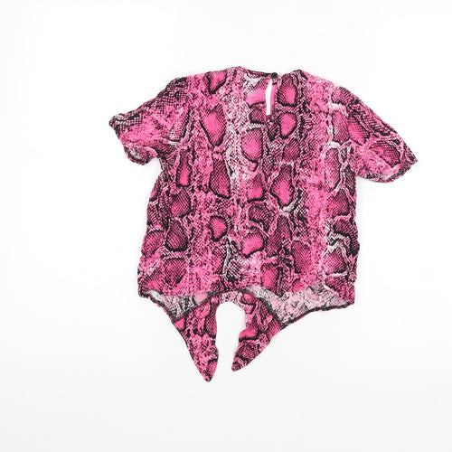 F&F Girls Pink Animal Print  Basic T-Shirt Size 7-8 Years