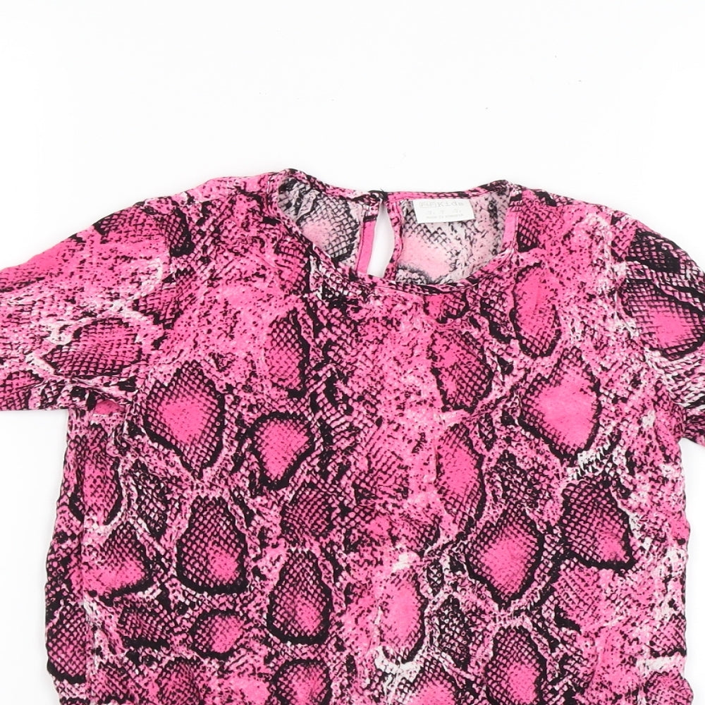 F&F Girls Pink Animal Print  Basic T-Shirt Size 7-8 Years