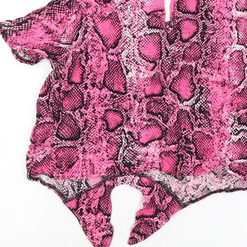 F&F Girls Pink Animal Print  Basic T-Shirt Size 7-8 Years