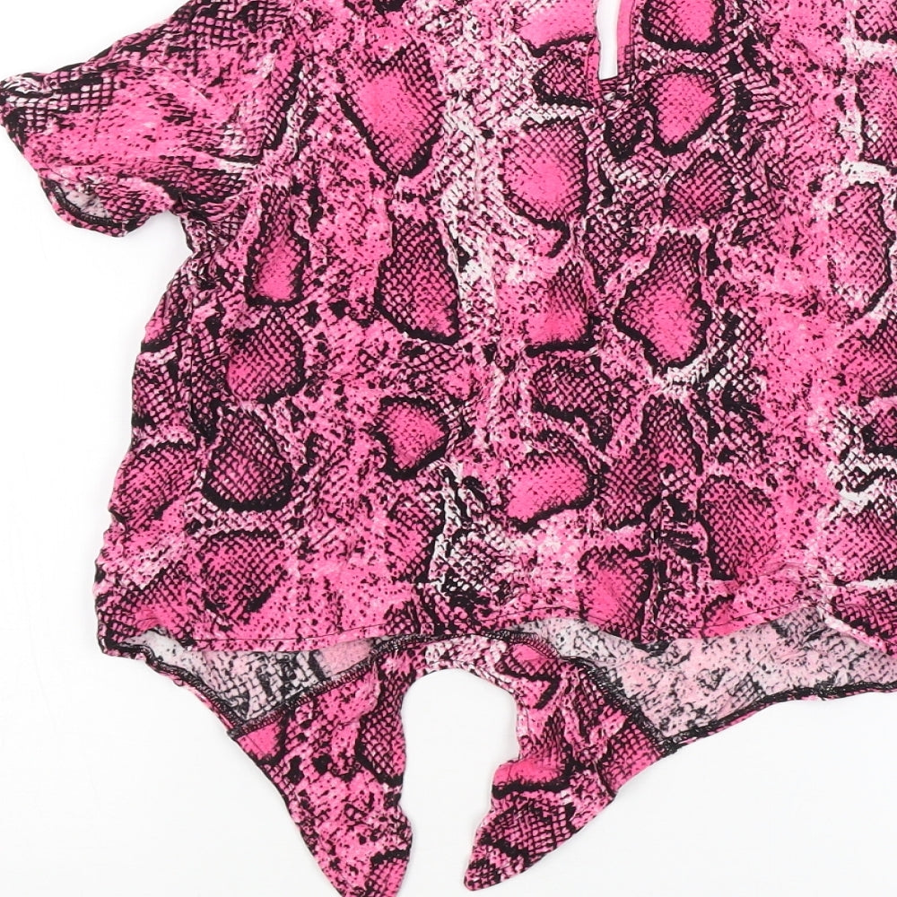 F&F Girls Pink Animal Print  Basic T-Shirt Size 7-8 Years