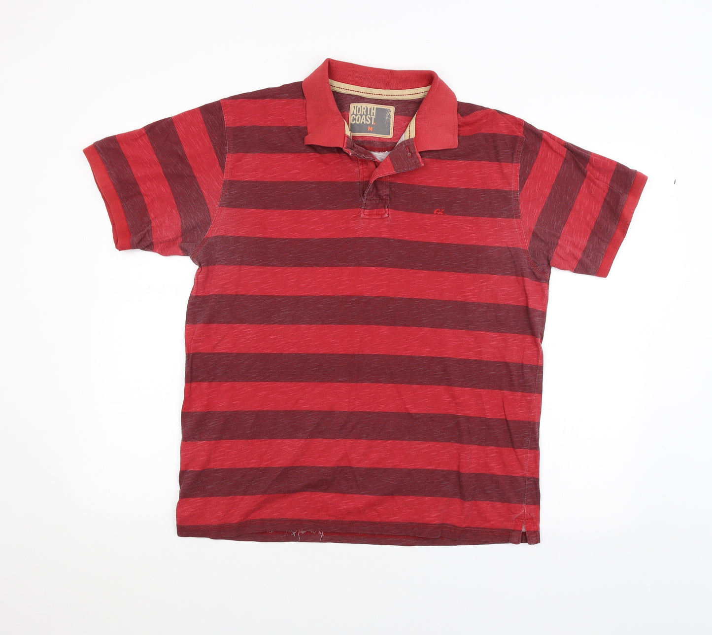 North coast Mens Red Striped   Polo Size M