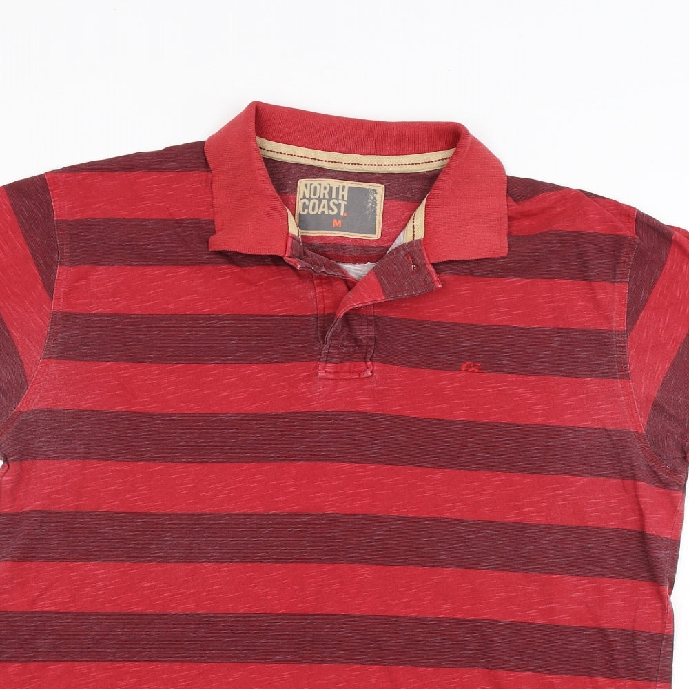 North coast Mens Red Striped   Polo Size M