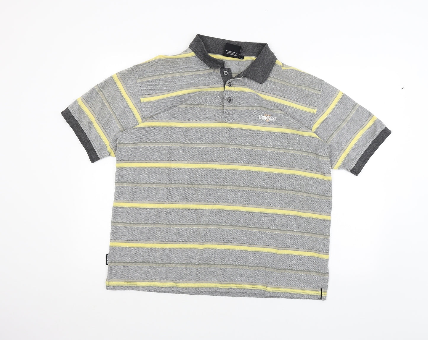 Guinness Mens Grey Striped   Polo Size L