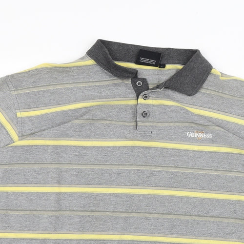 Guinness Mens Grey Striped   Polo Size L