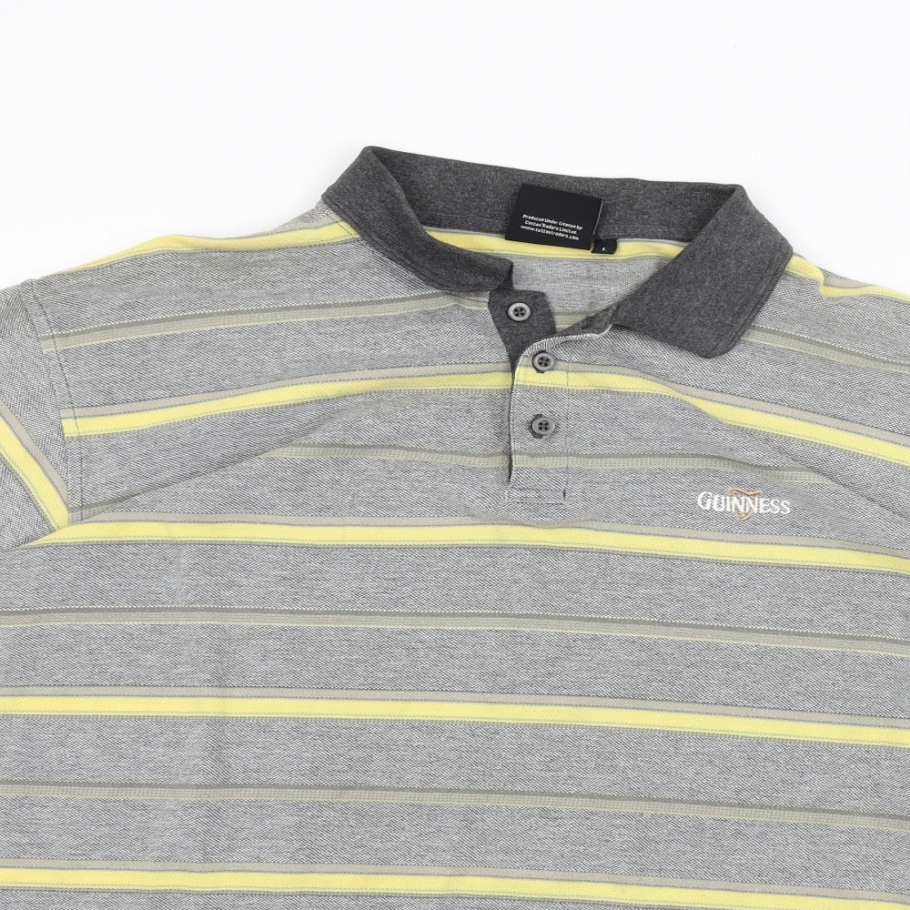 Guinness Mens Grey Striped   Polo Size L
