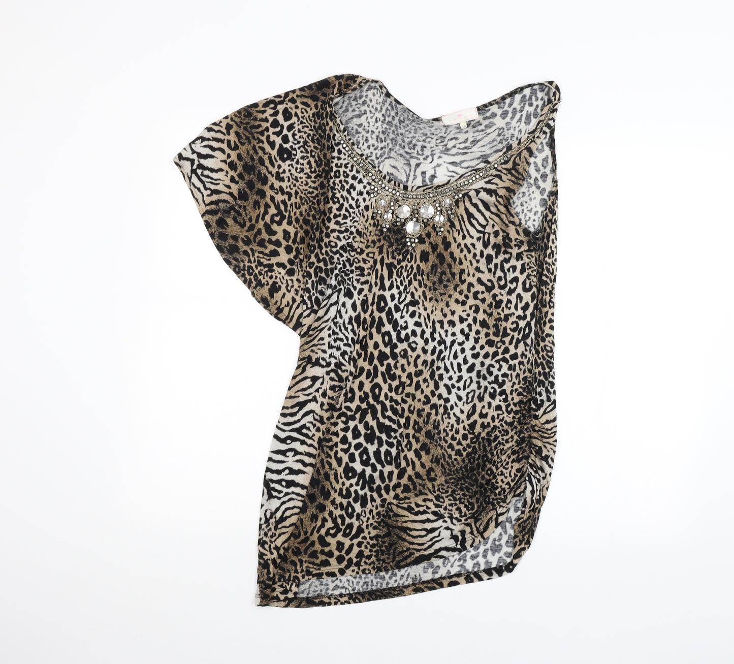 River Island Womens Brown Animal Print  Basic Blouse Size 16