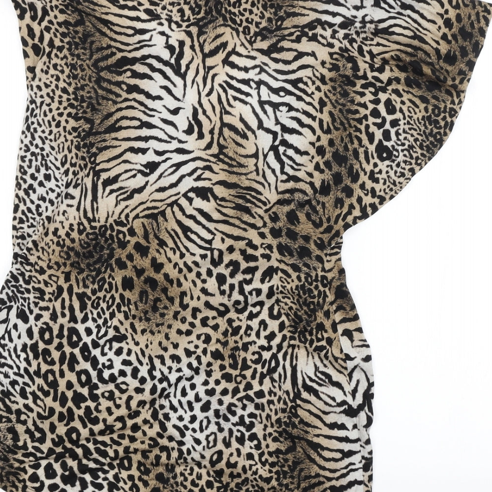 River Island Womens Brown Animal Print  Basic Blouse Size 16