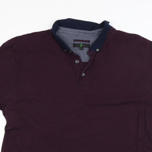 Jasper Conran Mens Red Striped   Polo Size L
