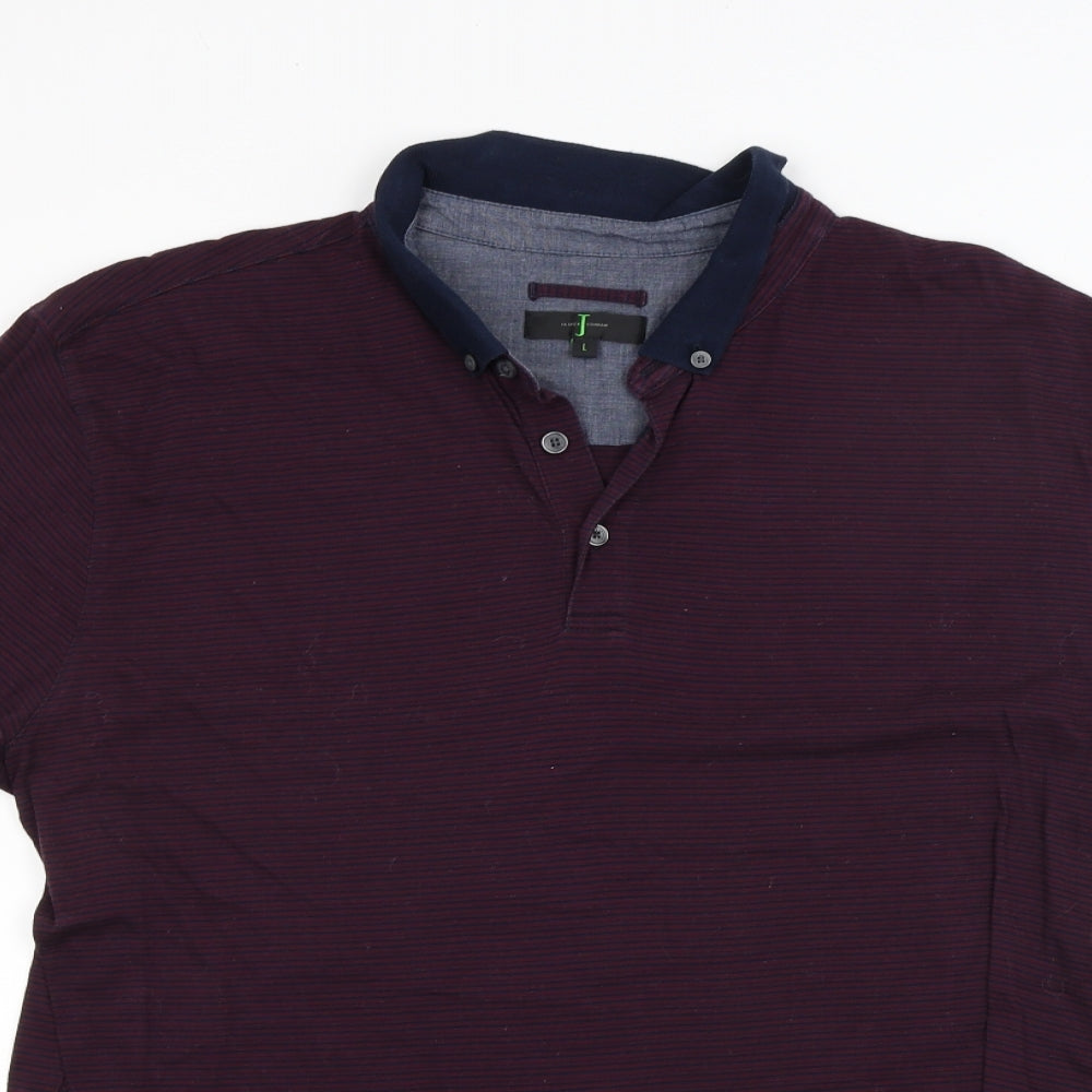 Jasper Conran Mens Red Striped   Polo Size L