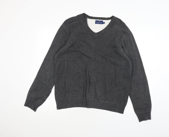Atlantic Bay Mens Grey Pullover Jumper Size M