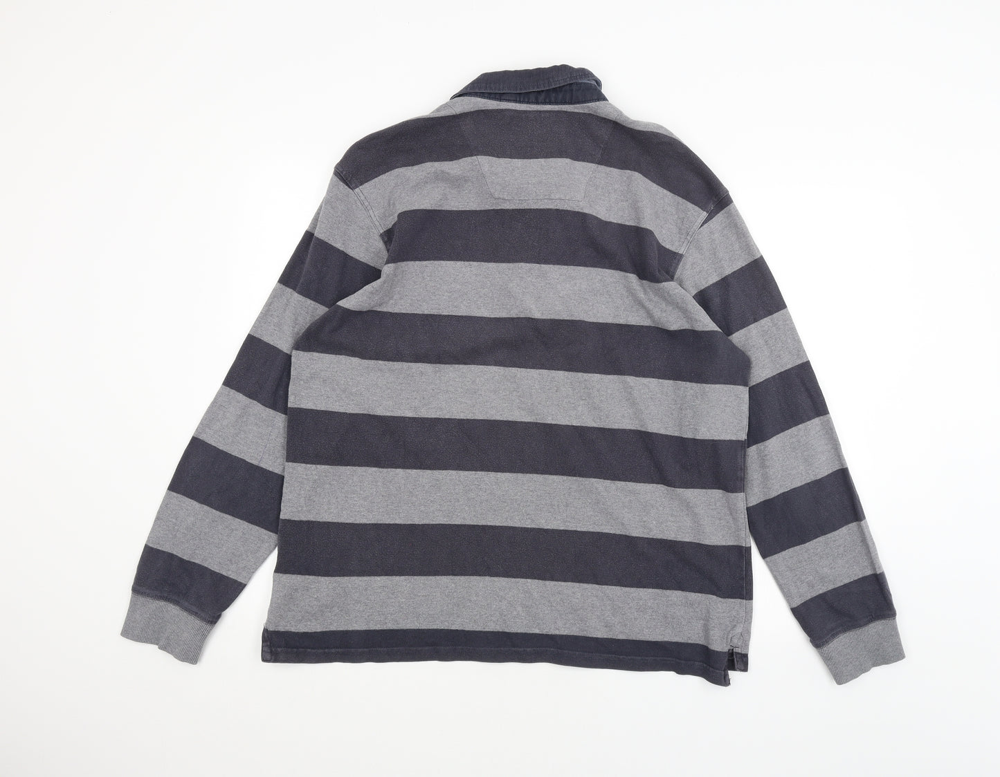TU Mens Grey Striped   Polo Size L