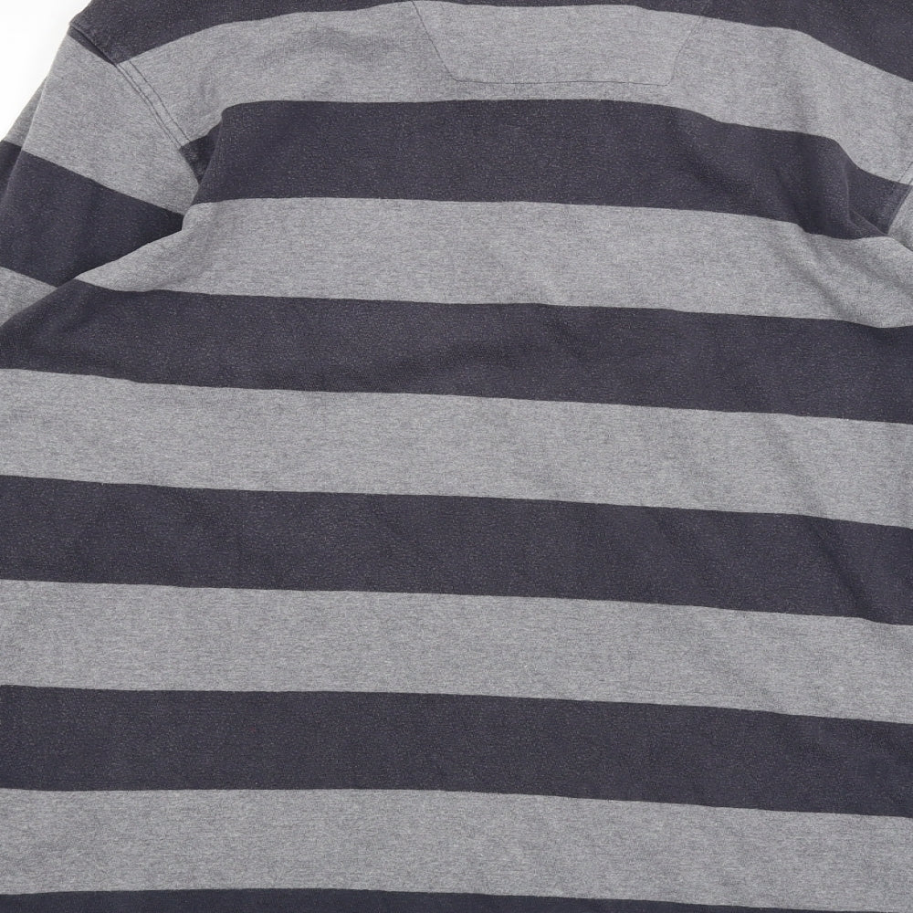 TU Mens Grey Striped   Polo Size L
