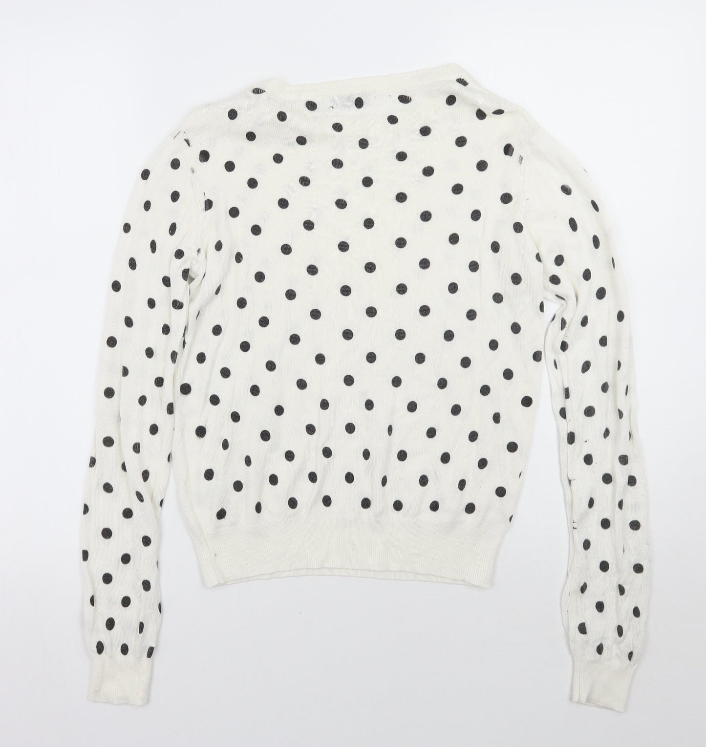Brave Soul Womens White Polka Dot  Pullover Jumper Size M