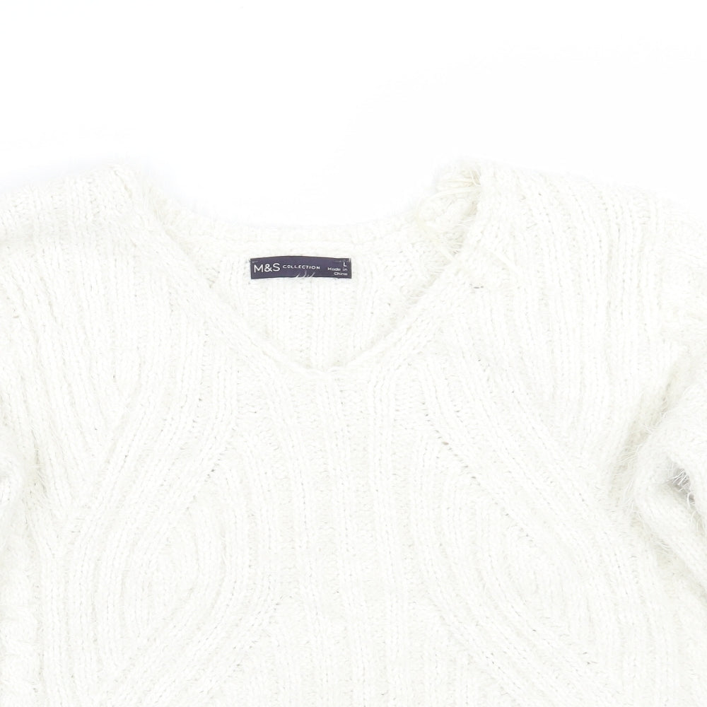 Marks and Spencer Womens White   Pullover Jumper Size L