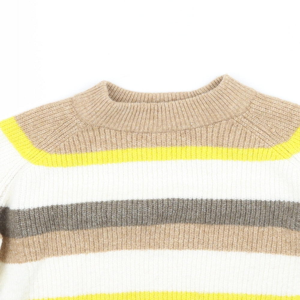Marks and Spencer Womens White Striped  Pullover Jumper Size S