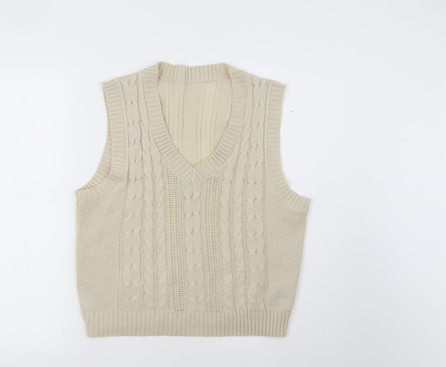 SheIn Womens Beige  Knit Basic T-Shirt Size L