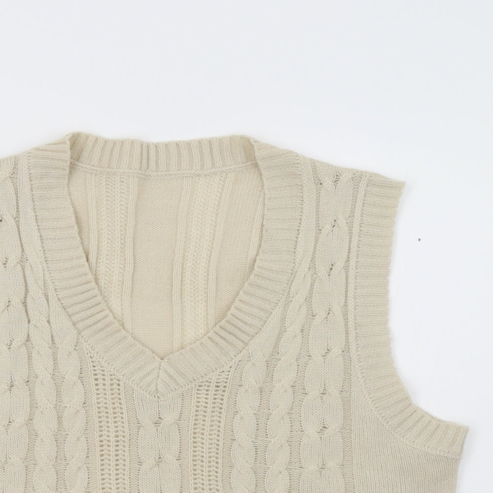 SheIn Womens Beige  Knit Basic T-Shirt Size L