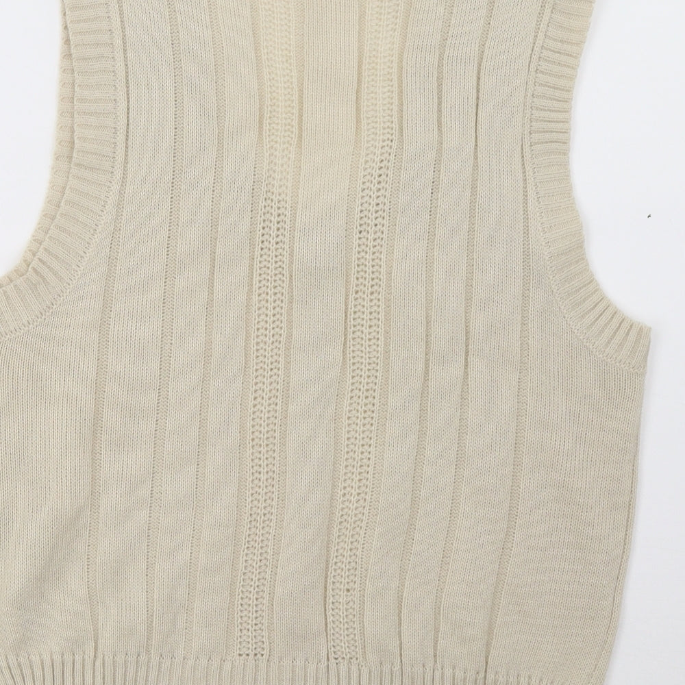 SheIn Womens Beige  Knit Basic T-Shirt Size L