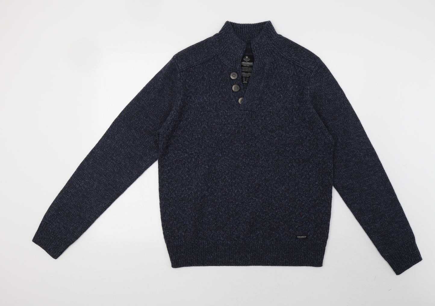 Threadbare Mens Blue  Knit Pullover Sweatshirt Size M