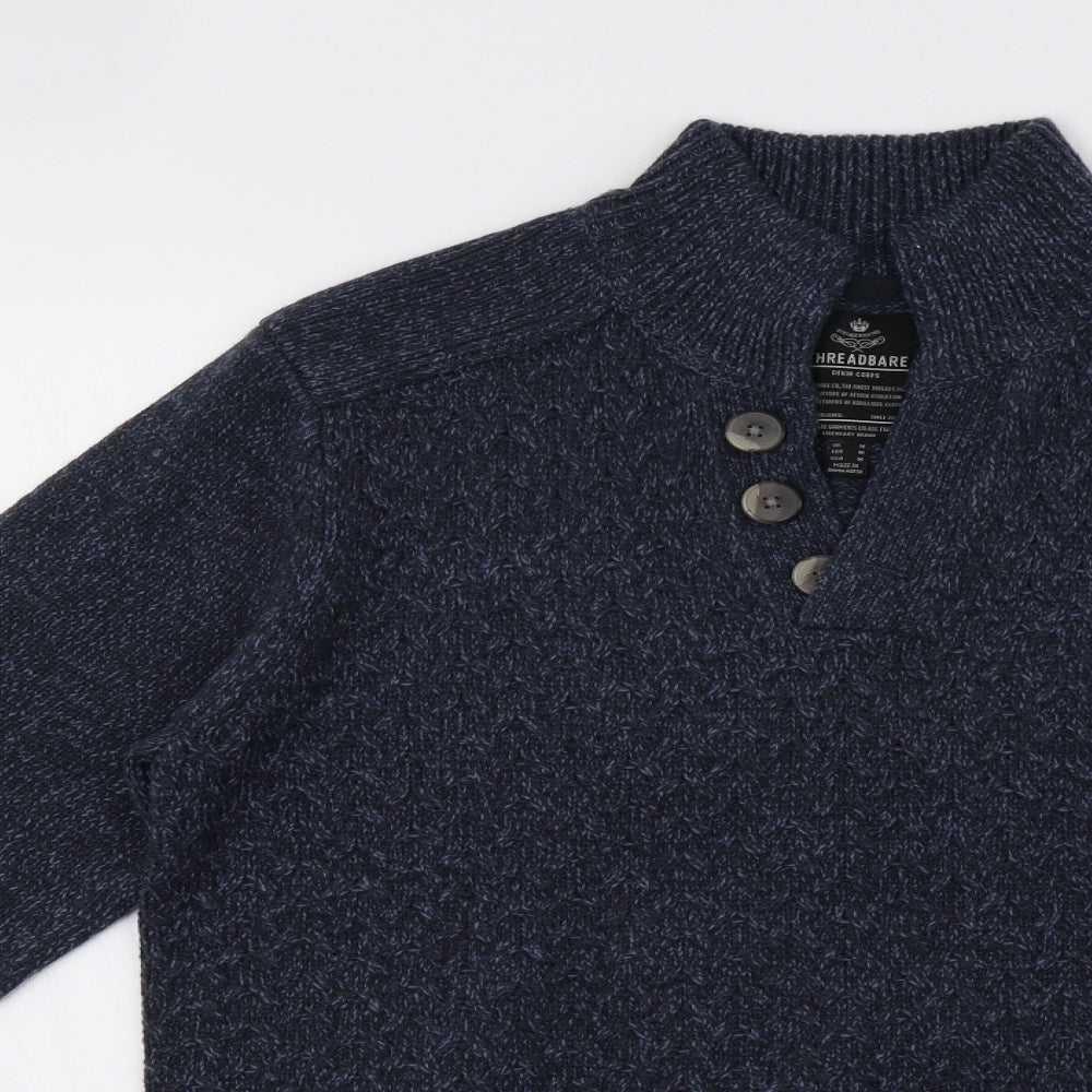 Threadbare Mens Blue  Knit Pullover Sweatshirt Size M