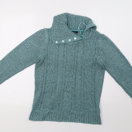 BM Collection Womens Green  Knit Pullover Sweatshirt Size S
