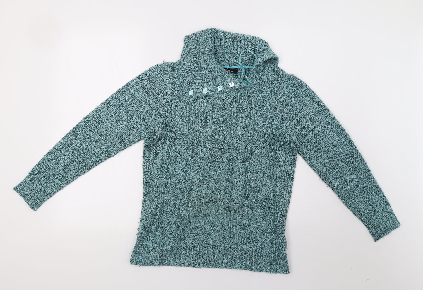 BM Collection Womens Green  Knit Pullover Sweatshirt Size S