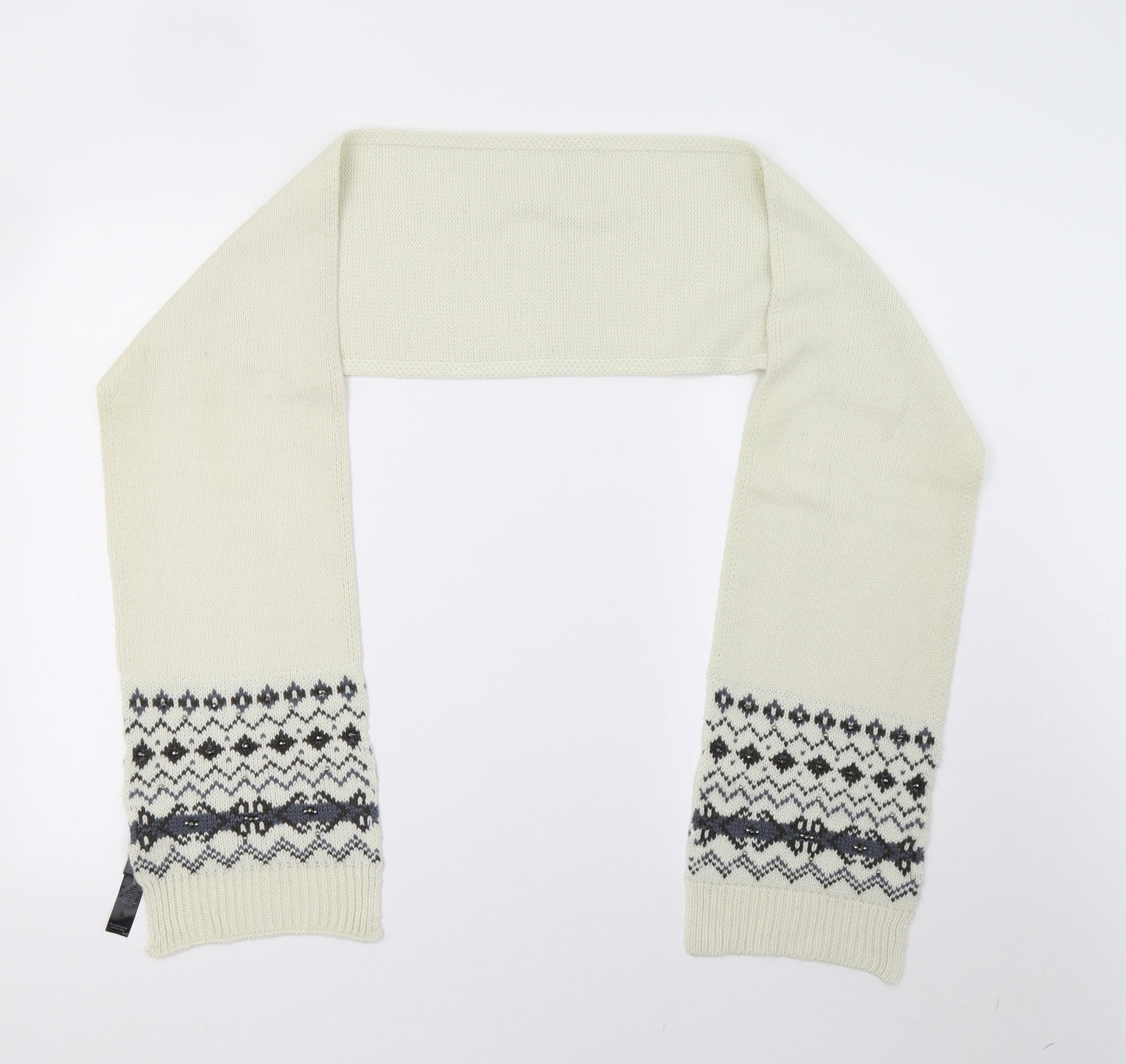 Marks and Spencer Womens White Geometric Knit  Scarf