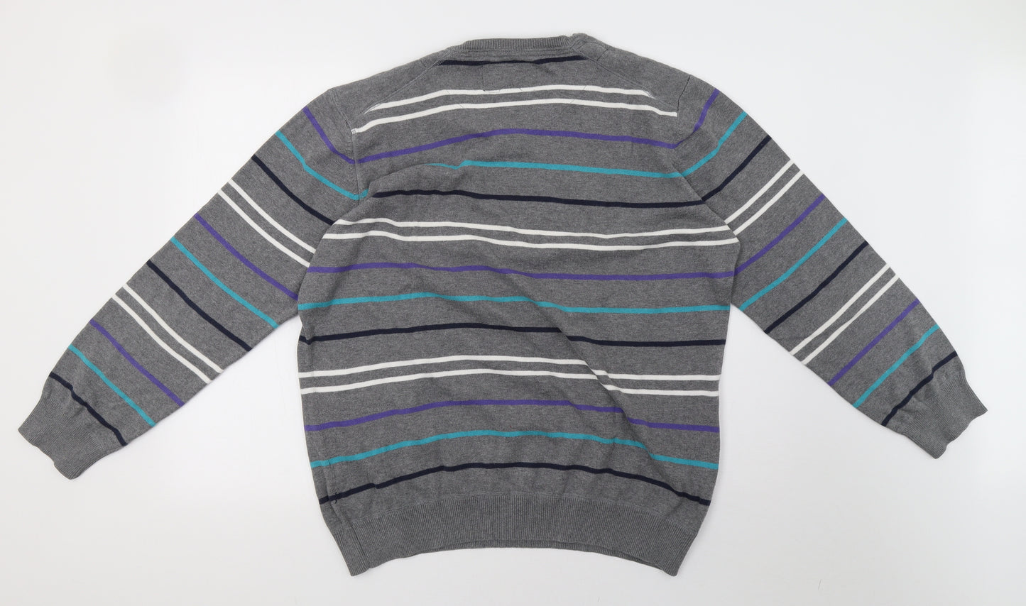 Matalan Mens Grey Striped Knit Pullover Sweatshirt Size XL