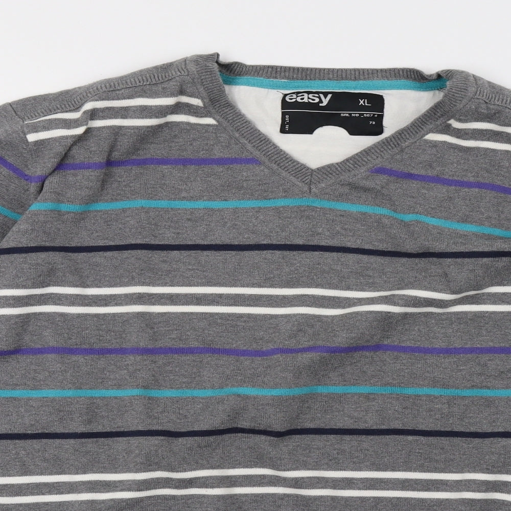 Matalan Mens Grey Striped Knit Pullover Sweatshirt Size XL