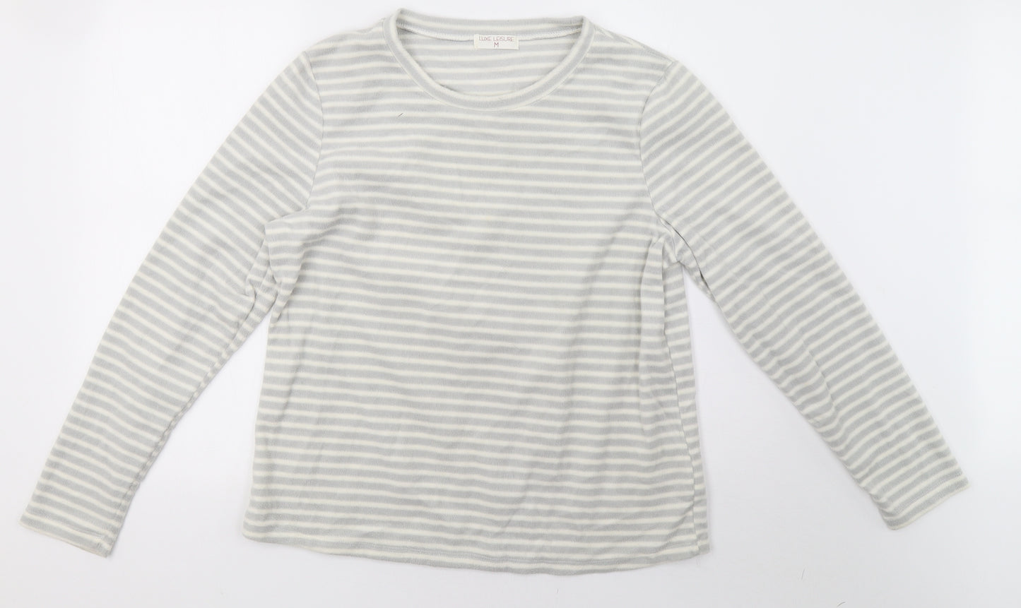 luxe leisure Womens Grey Striped   Pyjama Top Size M
