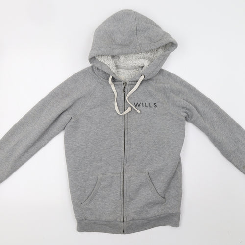 Jack Wills Womens Grey   Full Zip Hoodie Size 6