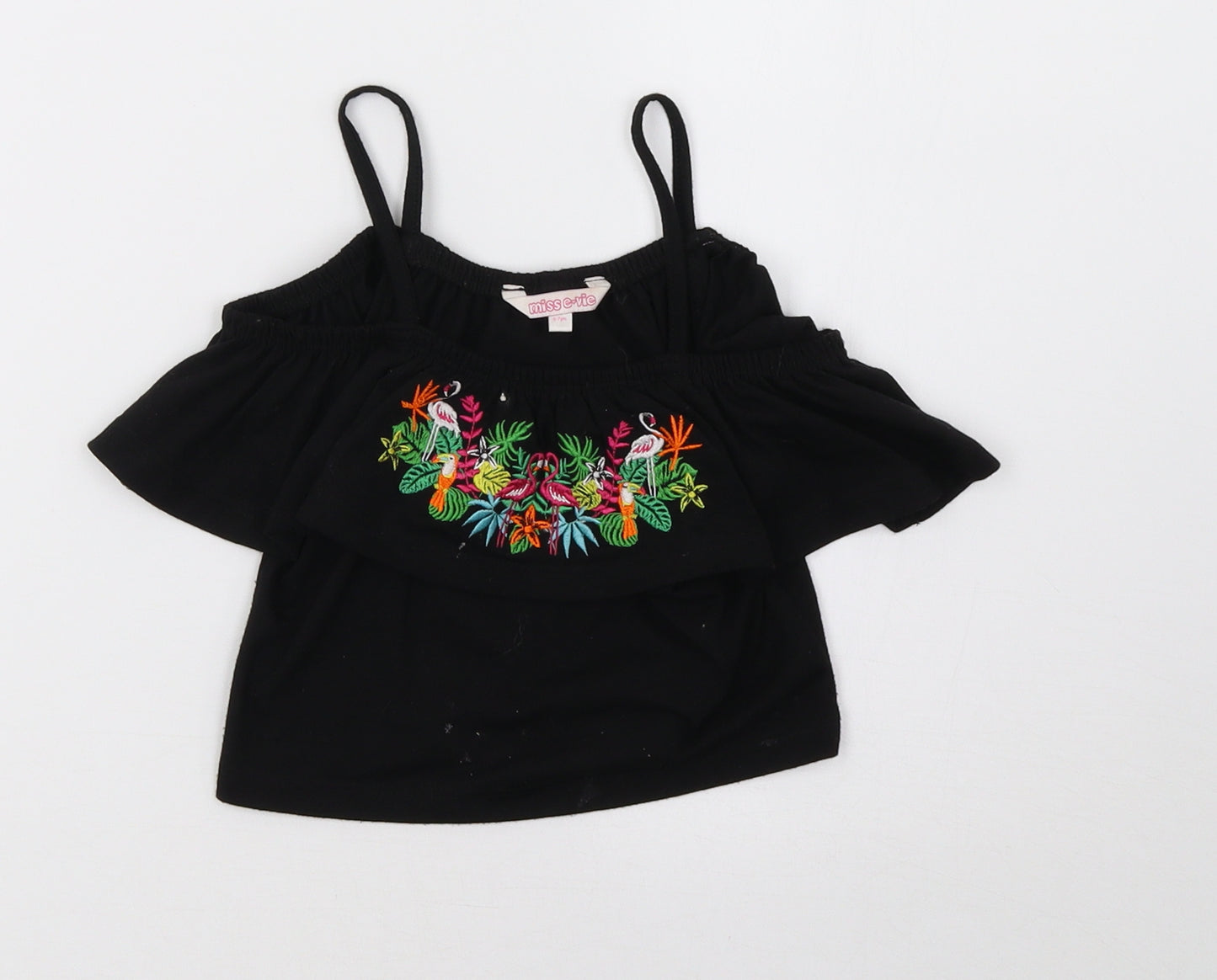 miss e-vie Girls Black   Basic T-Shirt Size 6-7 Years