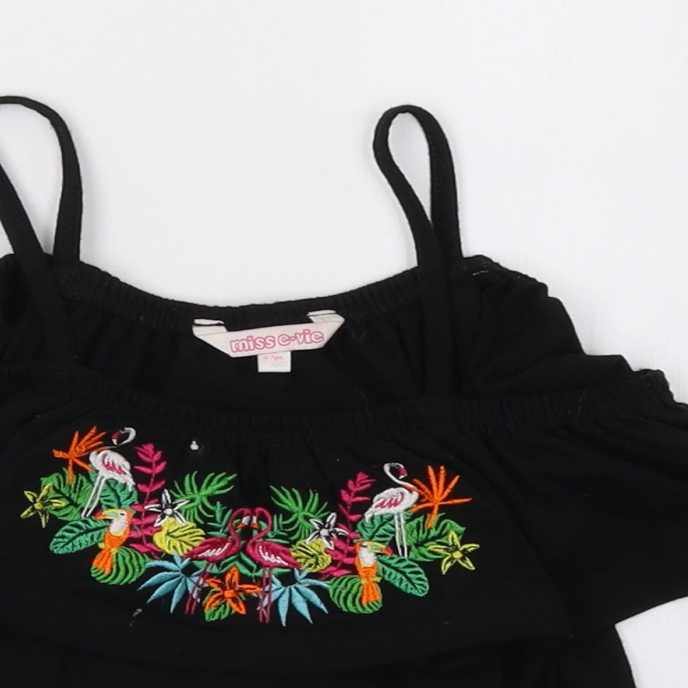 miss e-vie Girls Black   Basic T-Shirt Size 6-7 Years