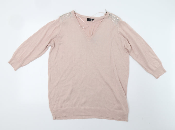 wallis Womens Pink Pullover Sweatshirt Size L