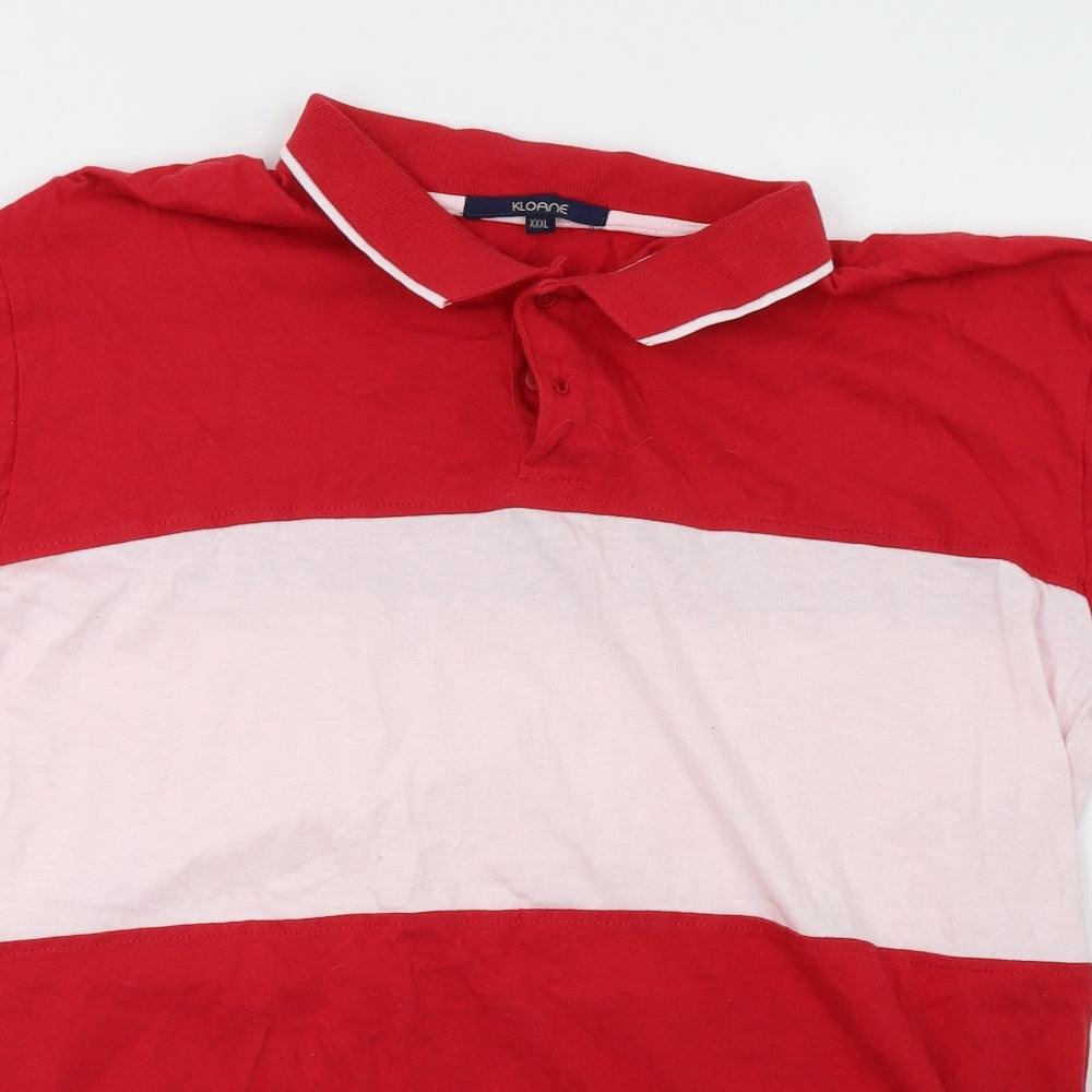 kloane Mens Red Striped   Polo Size 3XL