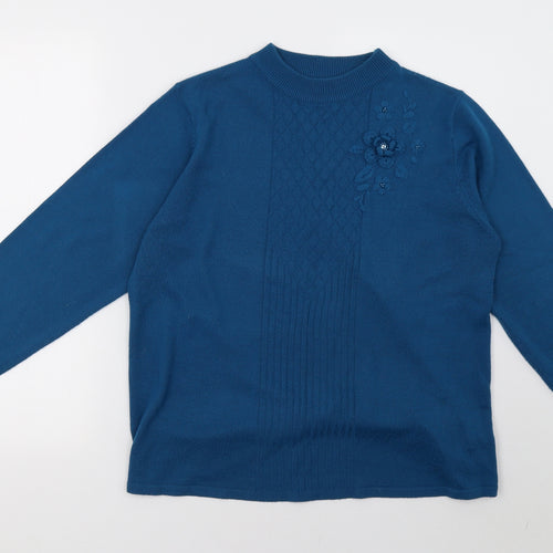 CASAMIA Womens Blue  Knit Pullover Sweatshirt Size L