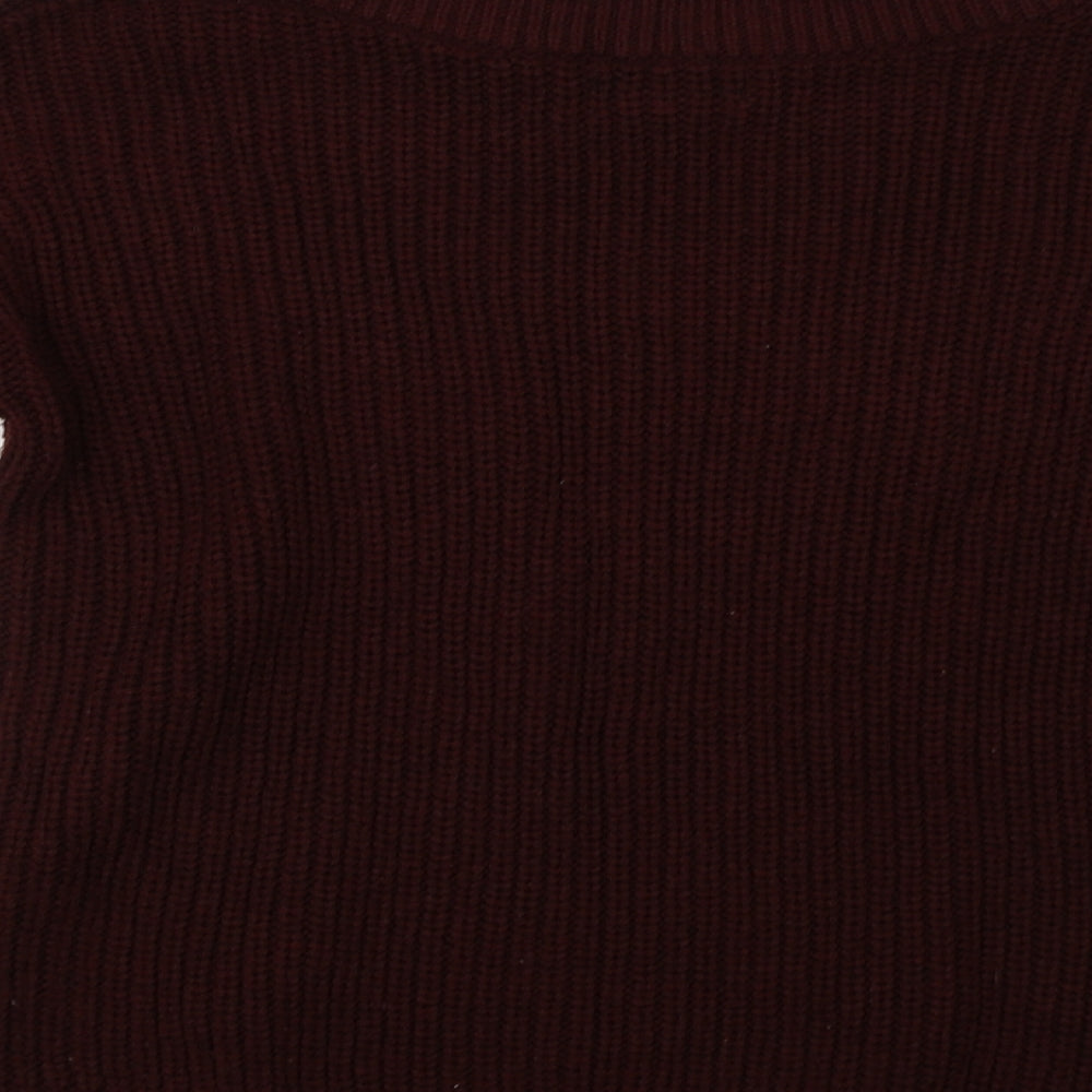 New Look Womens Red  Knit Pullover Sweatshirt Size S
