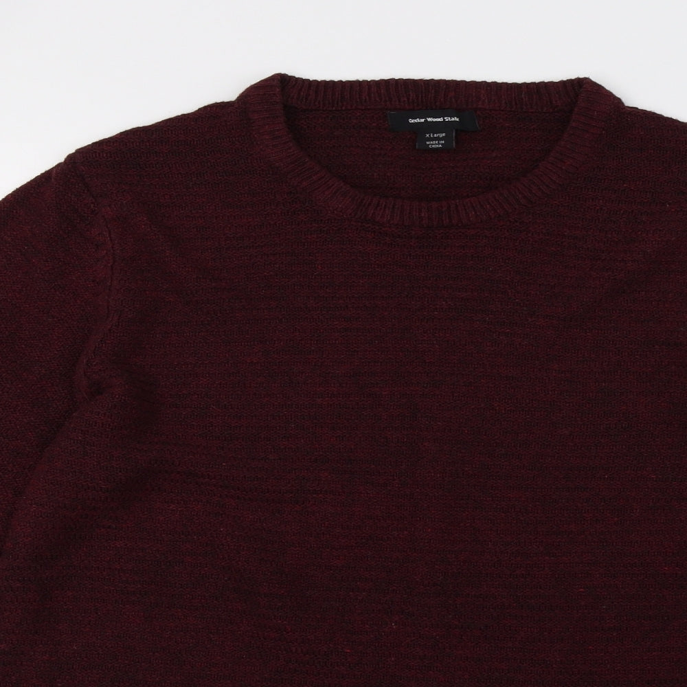 Cedar Wood State Mens Red  Knit Pullover Sweatshirt Size XL