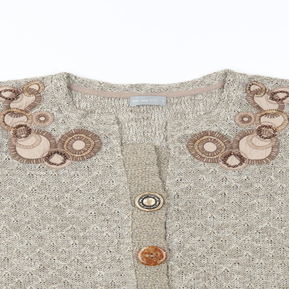 Per Una Womens Beige   Cardigan Jumper Size L
