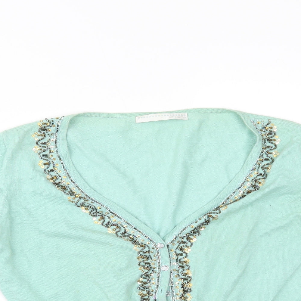 AMARANTO Womens Green   Cardigan Jumper Size 14